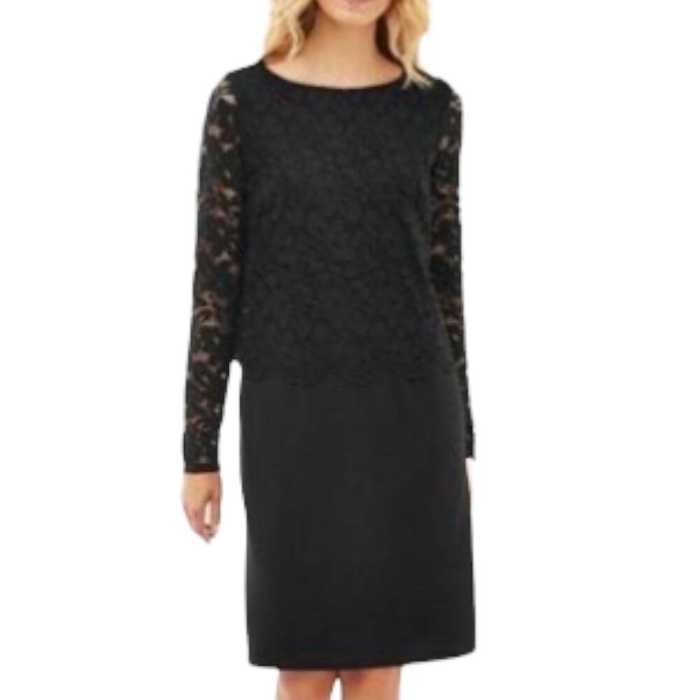 J. Jill Lace Bodice Overlay Rayon‎ Blend Career, Workwear Business Dress Small